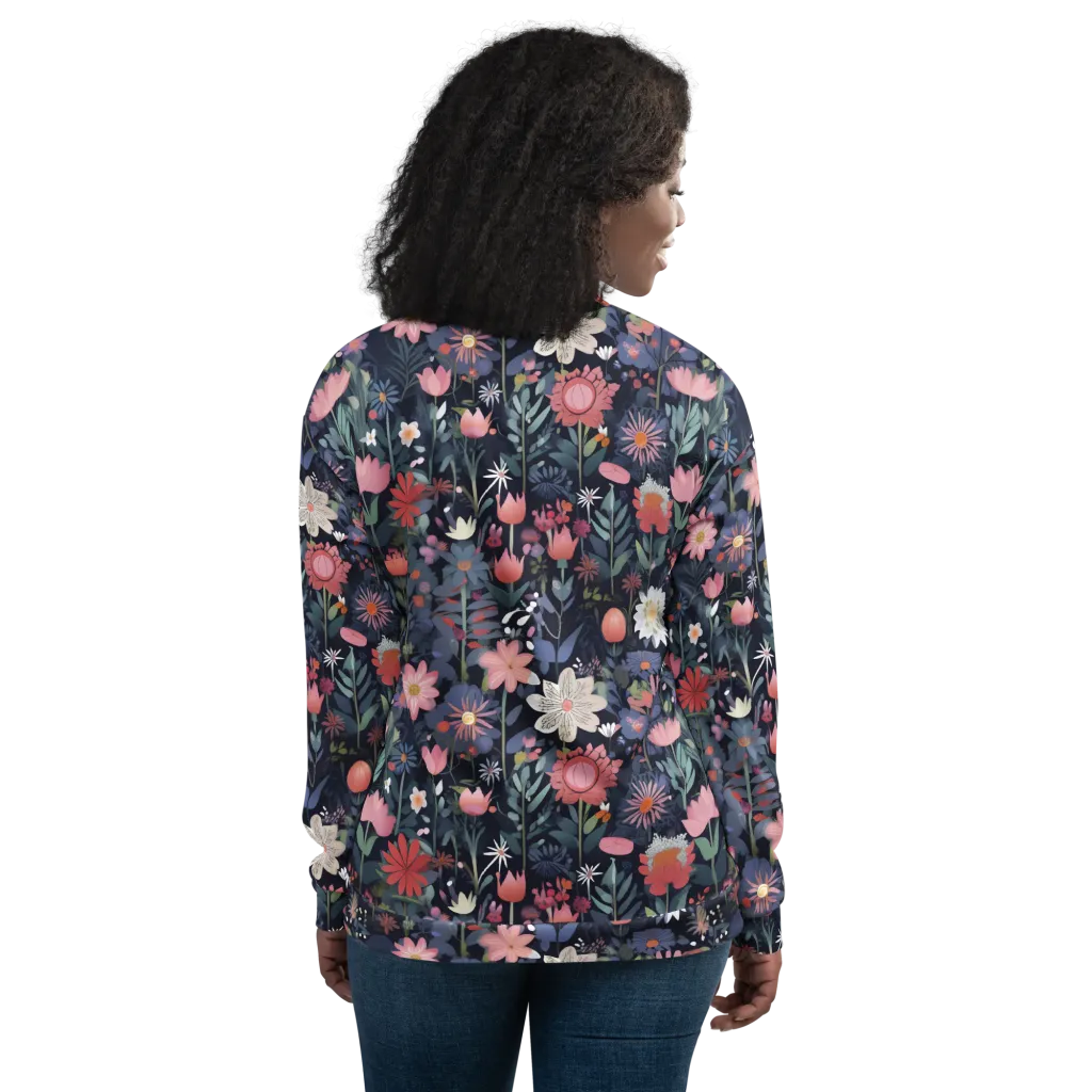 Twilight Bloom on Bomber Jacket — Back