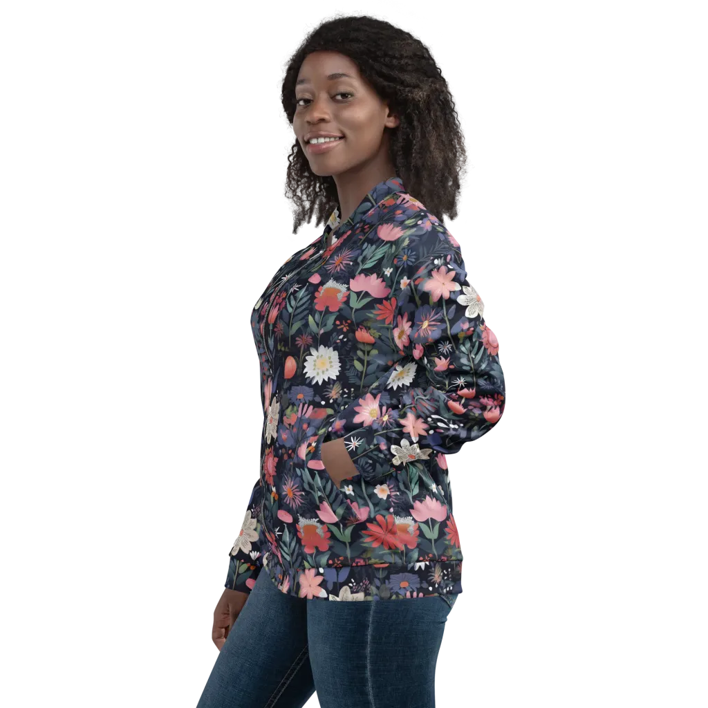 Twilight Bloom on Bomber Jacket — Left