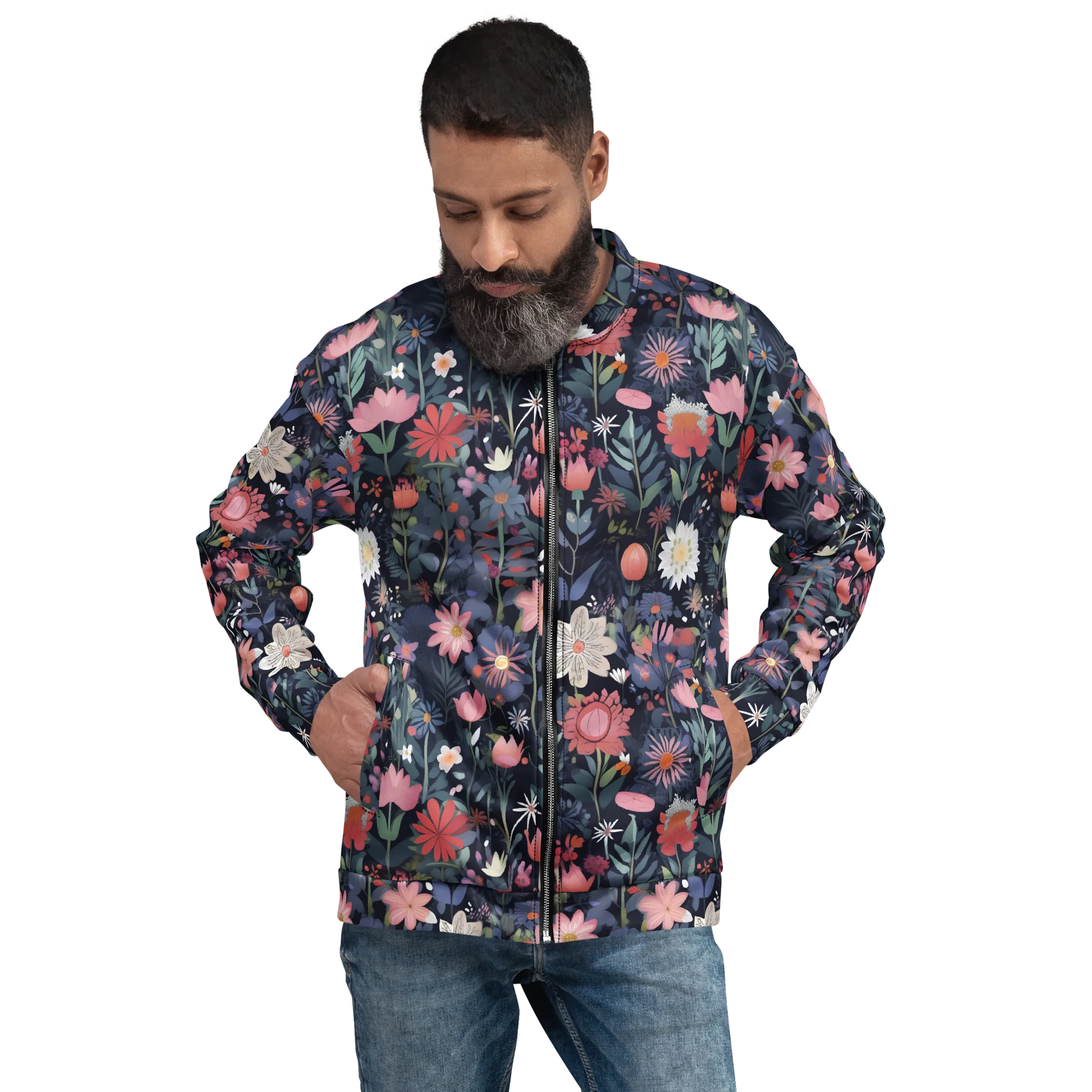 Twilight Bloom on Bomber Jacket — Front