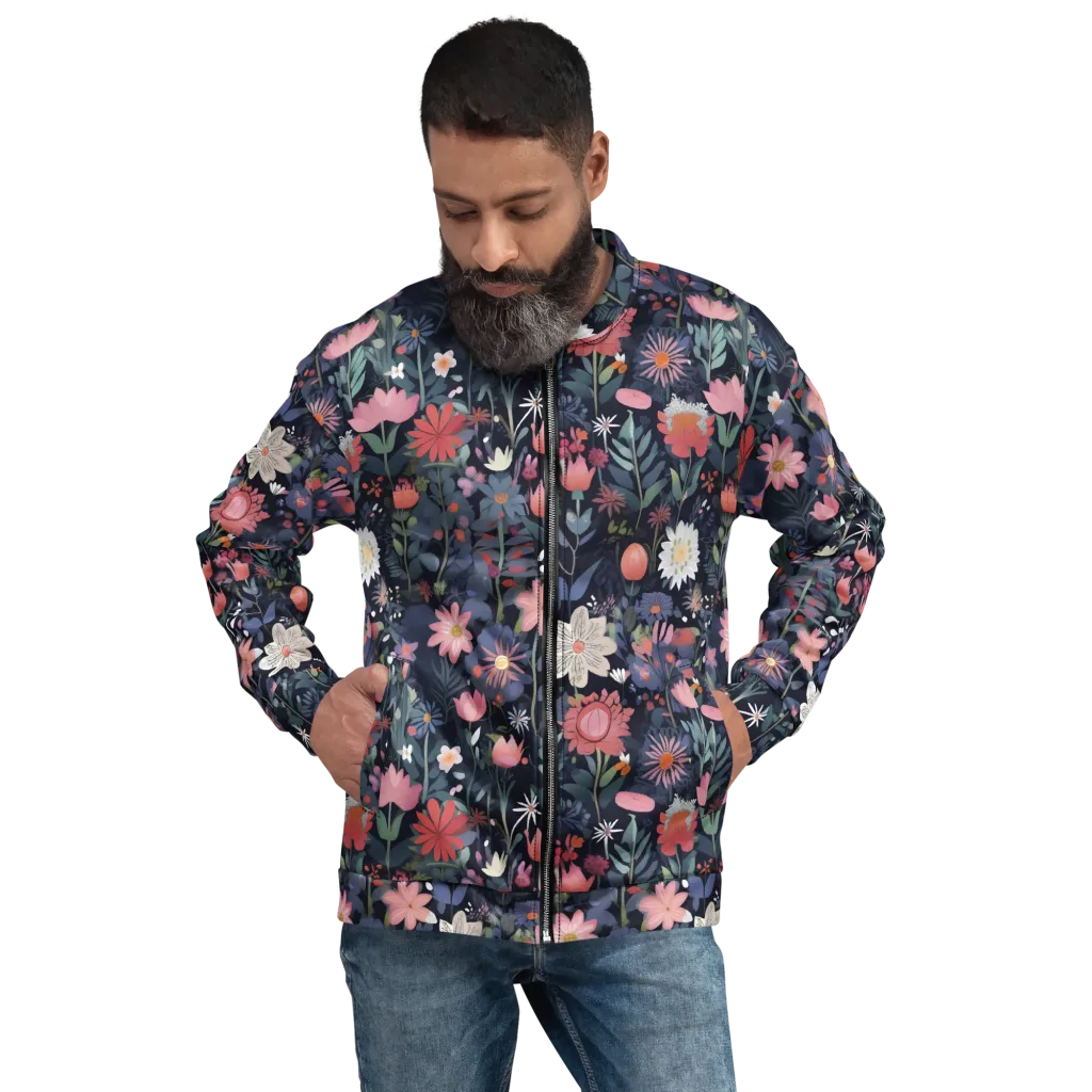 Twilight Bloom on Bomber Jacket — Front