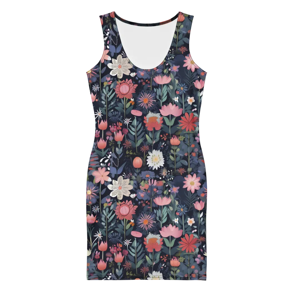 Twilight Bloom on Bodycon Dress — Front