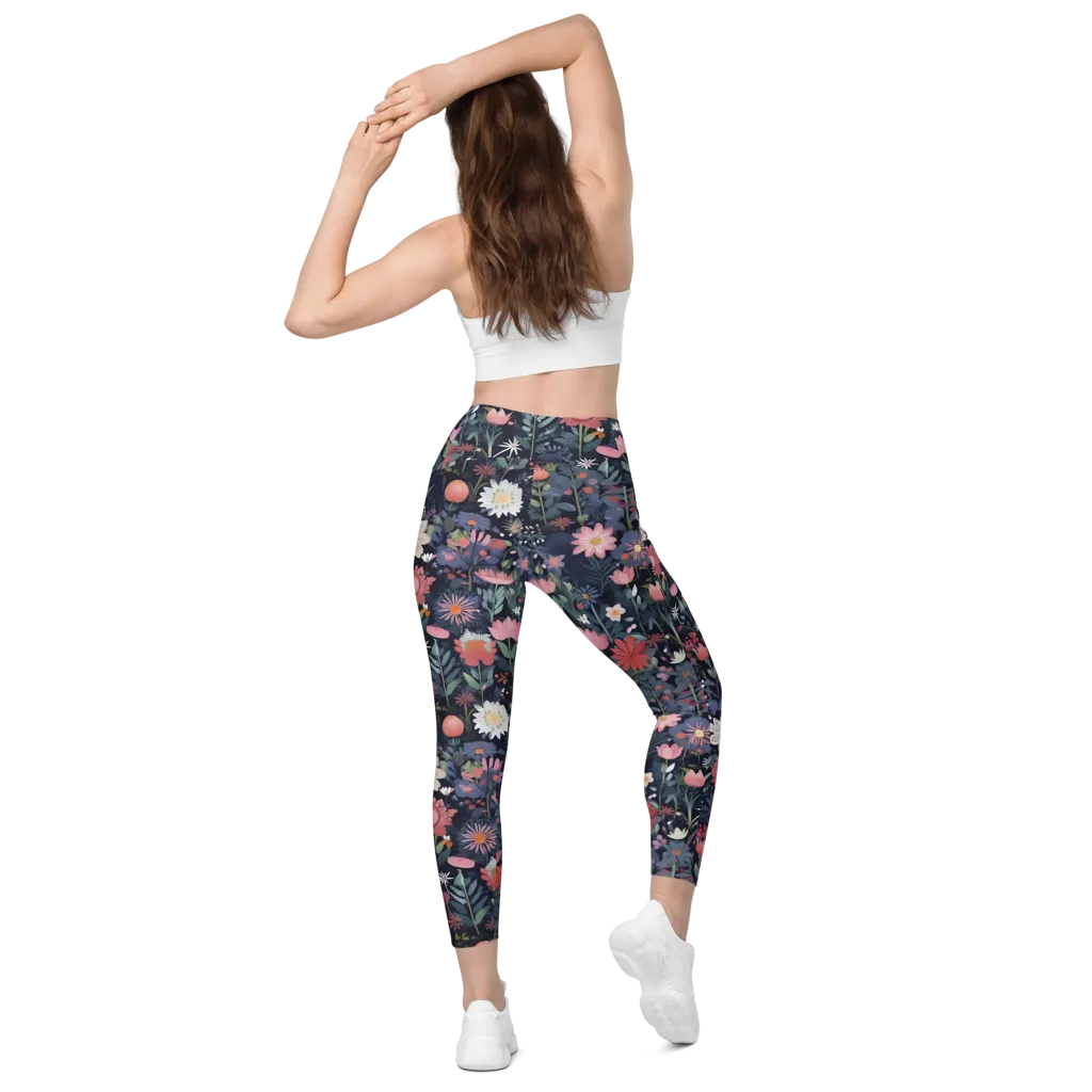 Twilight Bloom on Leggings with Pockets — Back