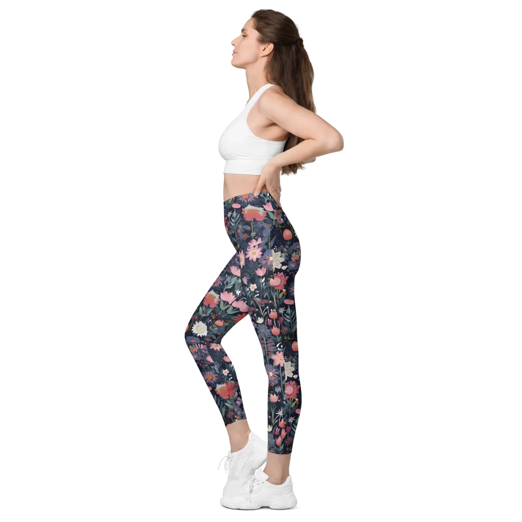 Twilight Bloom on Leggings with Pockets — Left