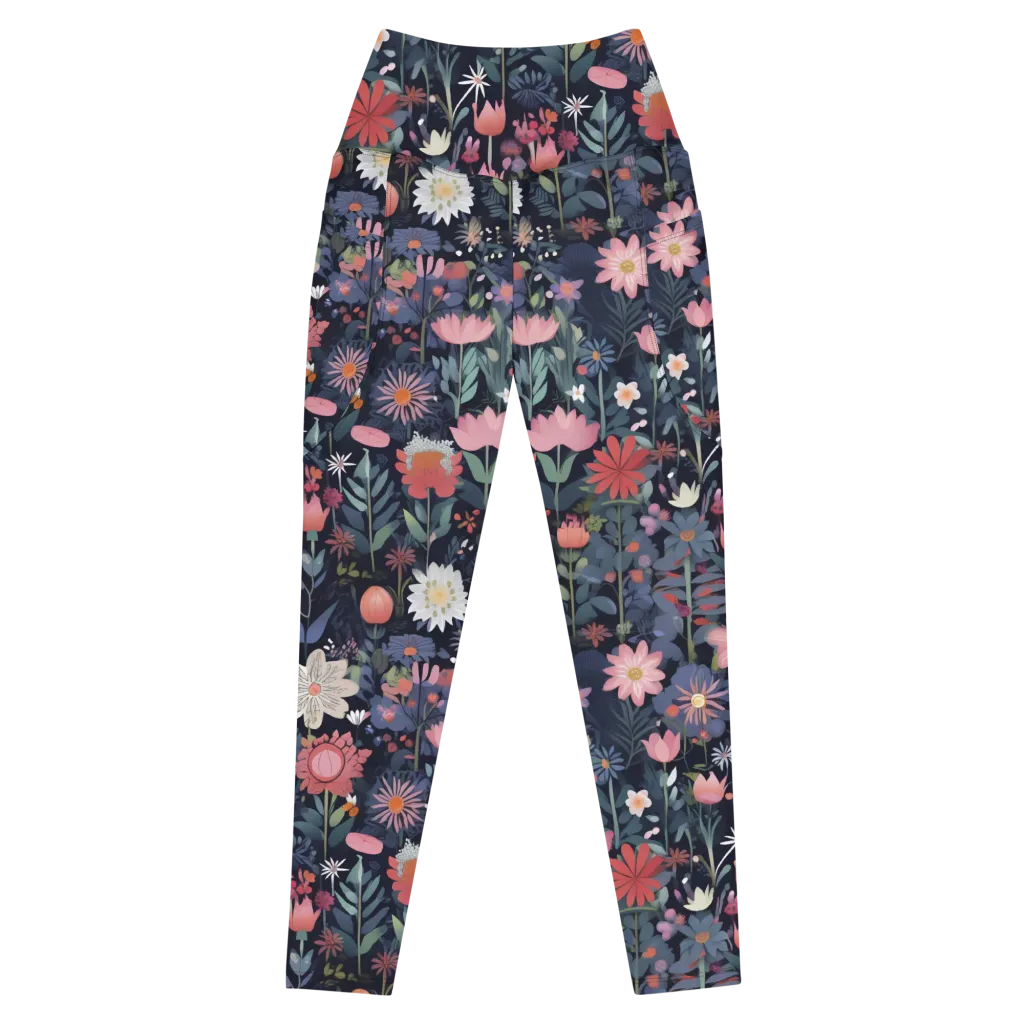Twilight Bloom on Leggings with Pockets — Front