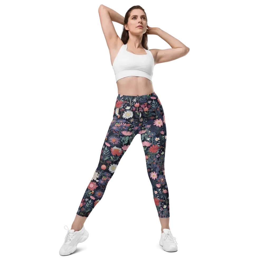 Twilight Bloom on Leggings with Pockets — Front