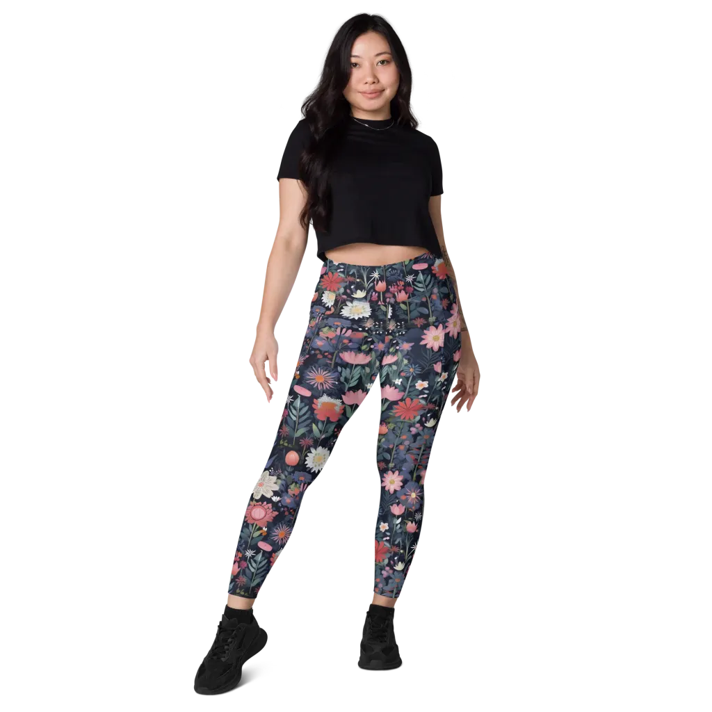 Twilight Bloom on Leggings with Pockets — Front