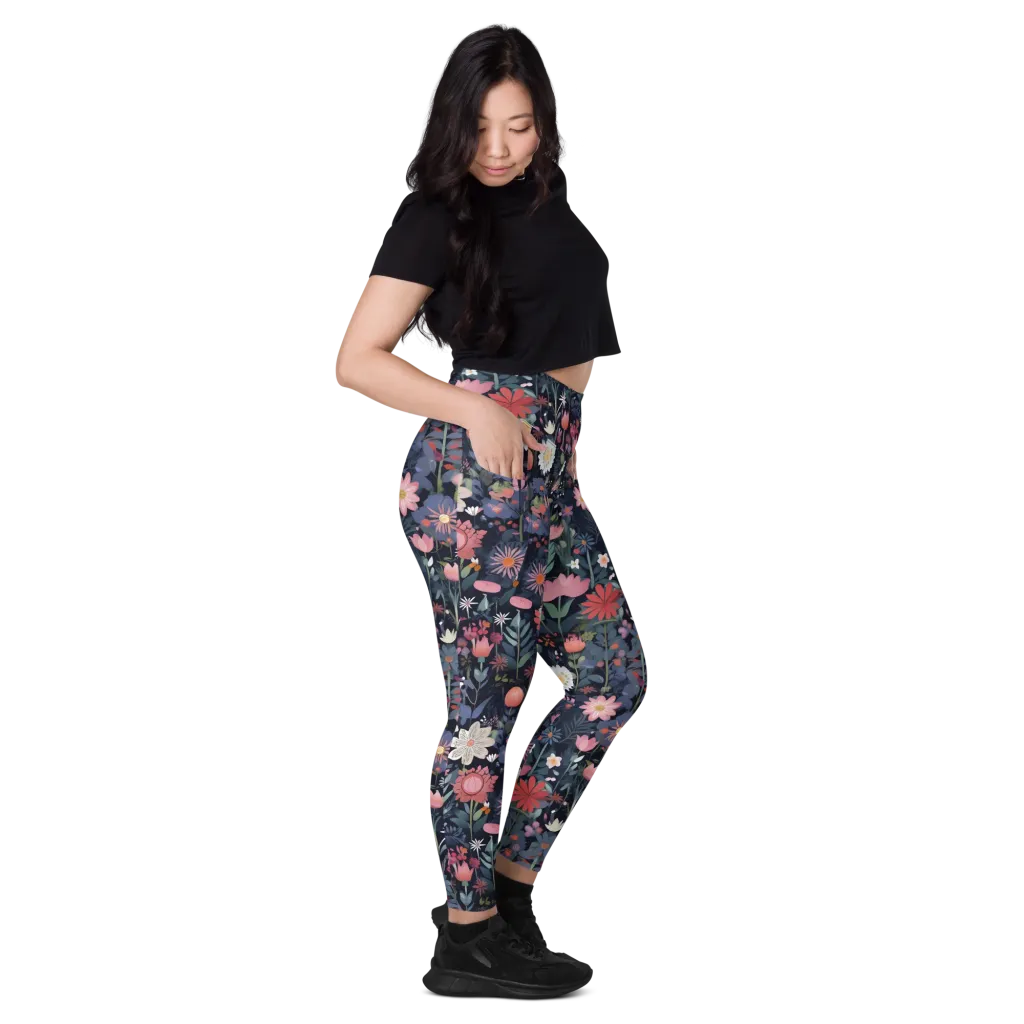 Twilight Bloom on Leggings with Pockets — Right