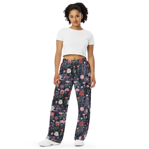 Twilight Bloom on a Wide-Leg Pants