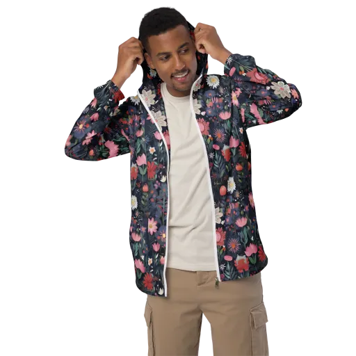 Twilight Bloom on a Men's Windbreaker