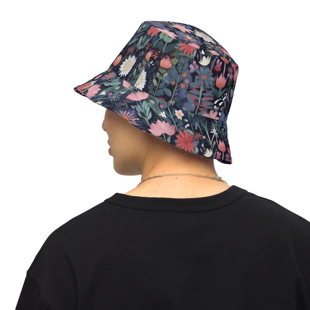 Twilight Bloom on Reversible Bucket Hat — Back Inside