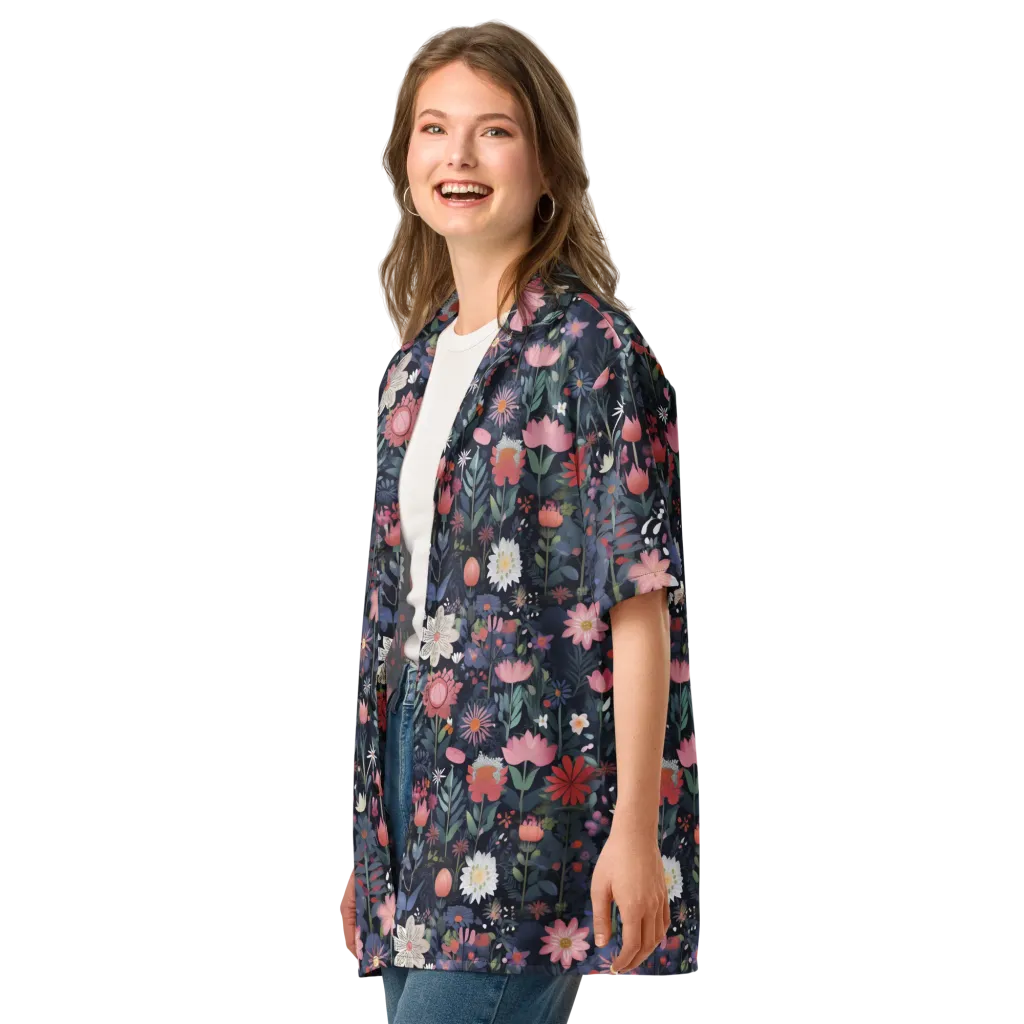 Twilight Bloom on Button Shirt — Left Front