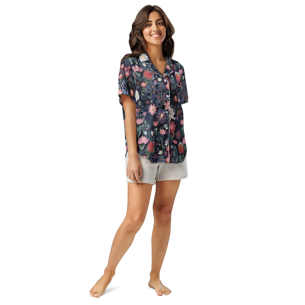 Twilight Bloom on Women's Short Sleeve Pajama Top — Front