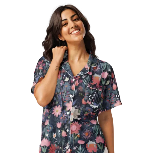 Twilight Bloom on a Women's Short Sleeve Pajama Top