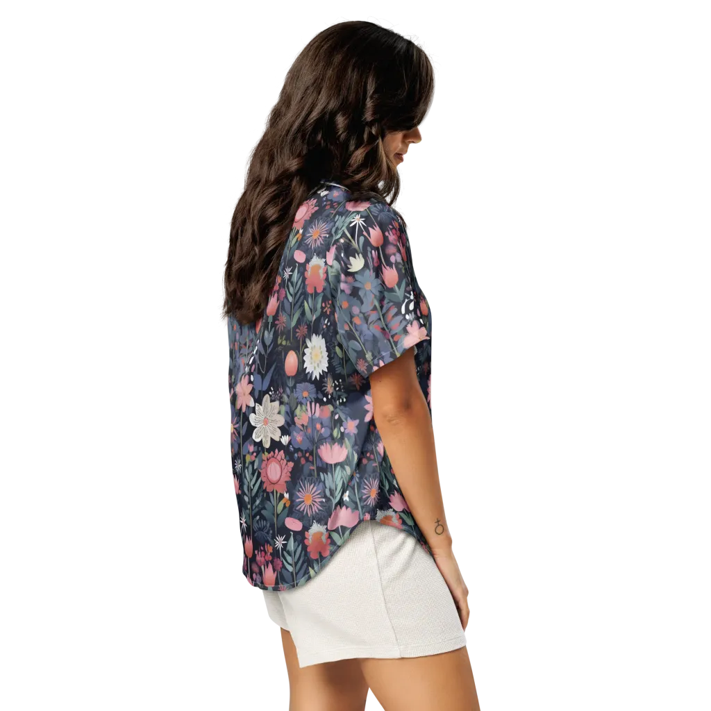 Twilight Bloom on Women's Short Sleeve Pajama Top — Right Back