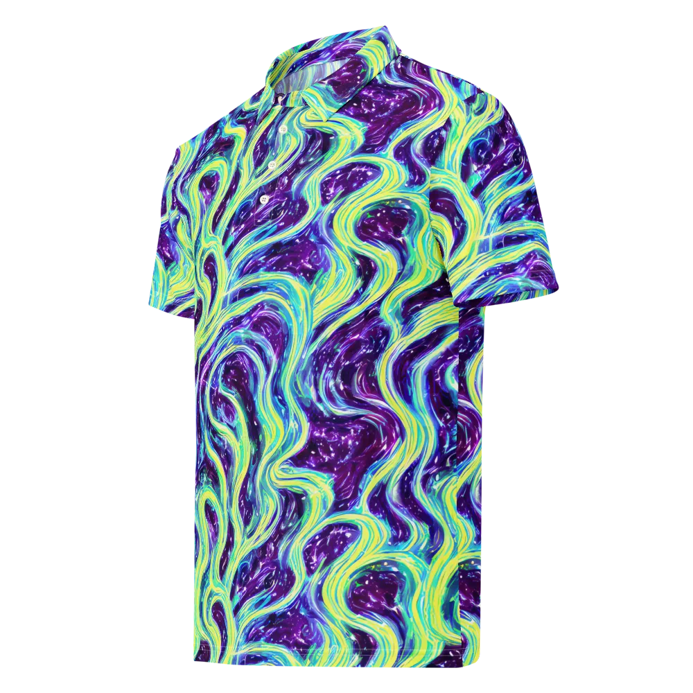 Tidal Luminescence on Men's Slim Fit Polo Shirt — Left Front