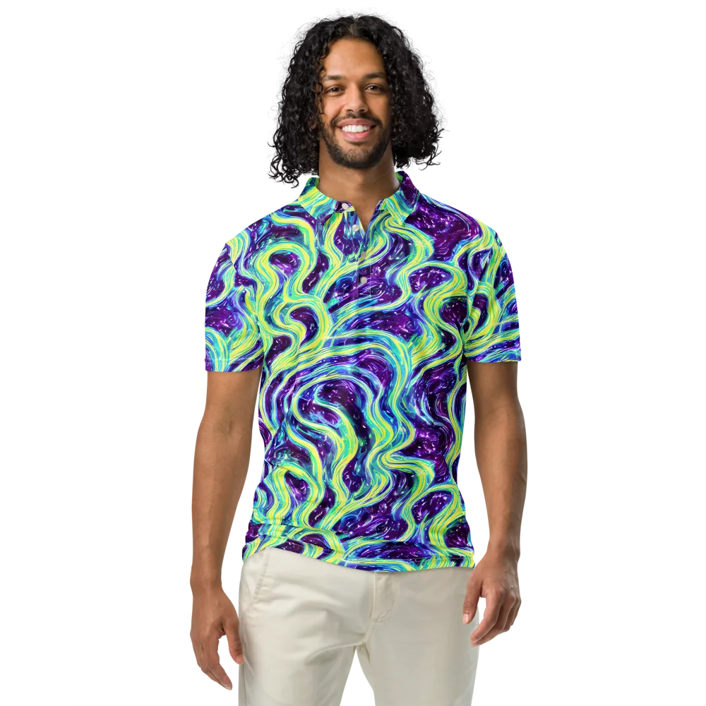 Tidal Luminescence on Men's Slim Fit Polo Shirt — Front