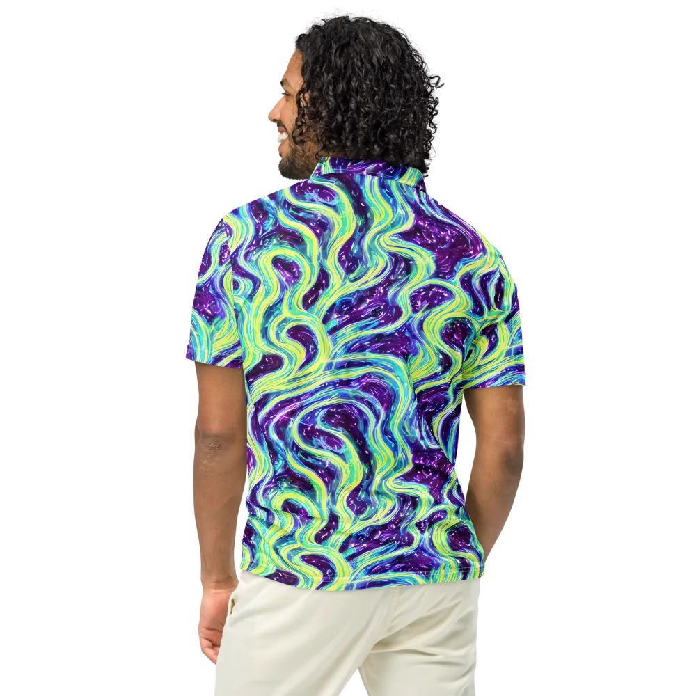 Tidal Luminescence on Men's Slim Fit Polo Shirt — Back