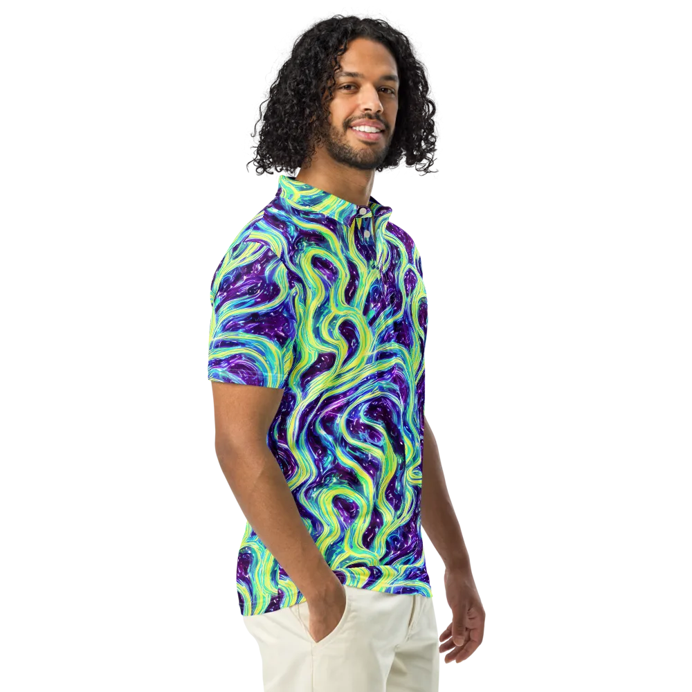 Tidal Luminescence on Men's Slim Fit Polo Shirt — Right Front