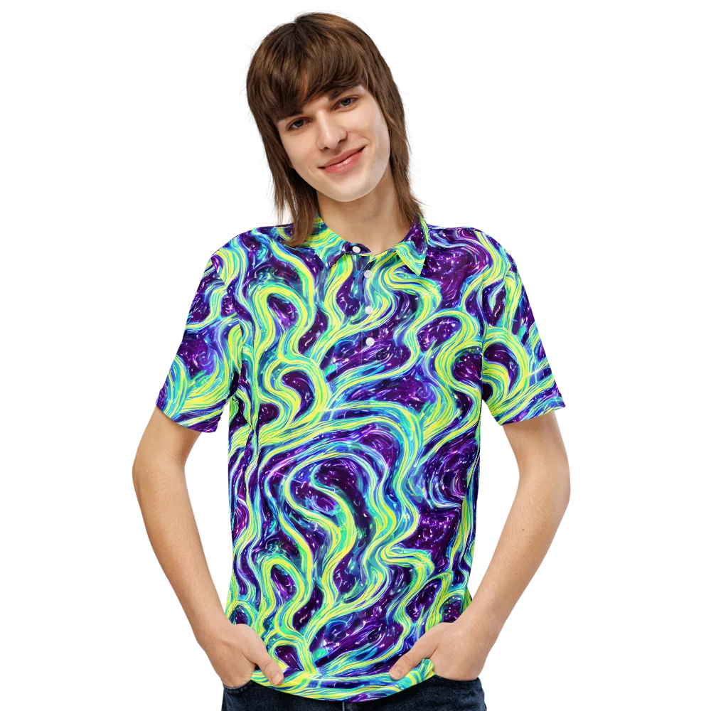Tidal Luminescence on Men's Slim Fit Polo Shirt — Front
