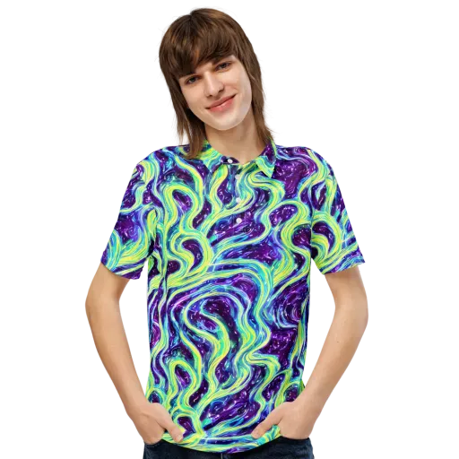 Tidal Luminescence on a Men's Slim Fit Polo Shirt