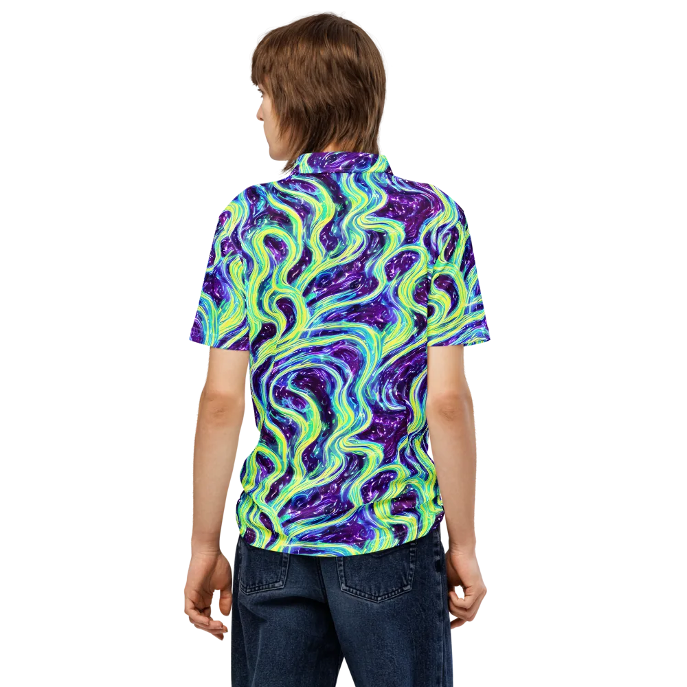 Tidal Luminescence on Men's Slim Fit Polo Shirt — Back