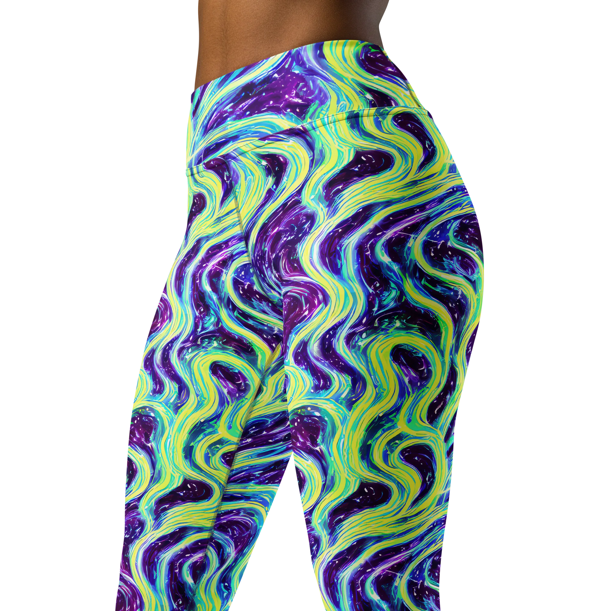 Tidal Luminescence on Yoga Leggings — Left Front