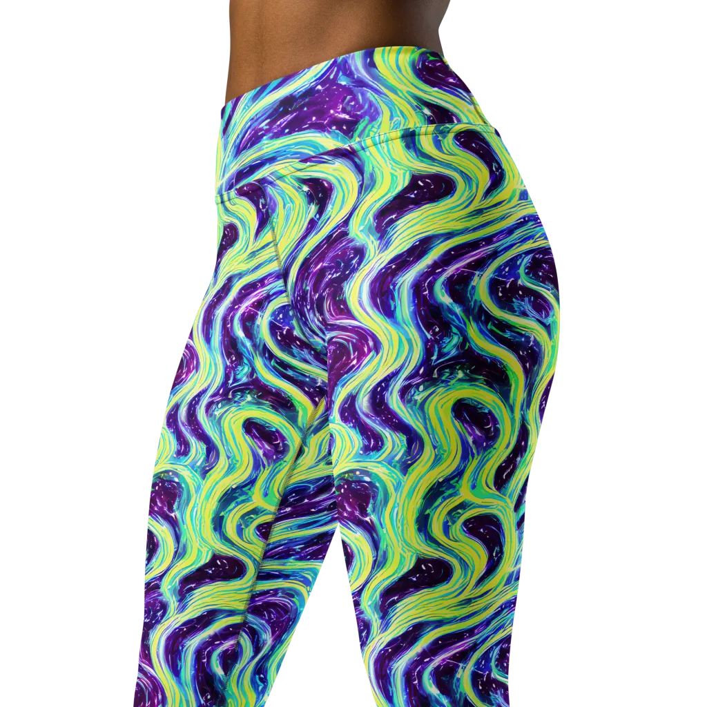 Tidal Luminescence on Yoga Leggings — Left Front
