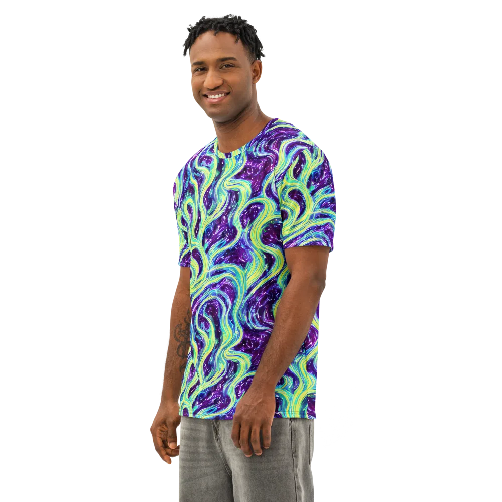 Tidal Luminescence on Men's Cotton Crew Neck T-Shirt — Left Front