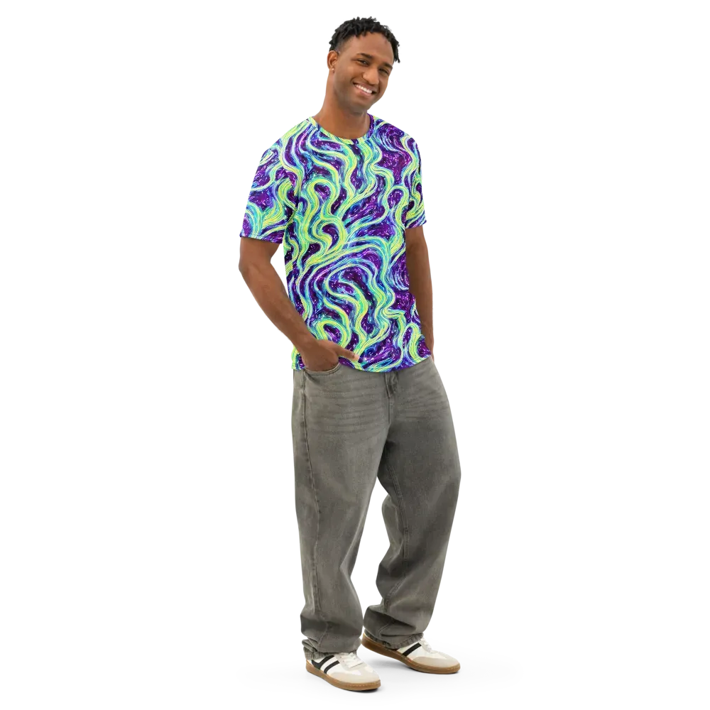 Tidal Luminescence on Men's Cotton Crew Neck T-Shirt — Right Front