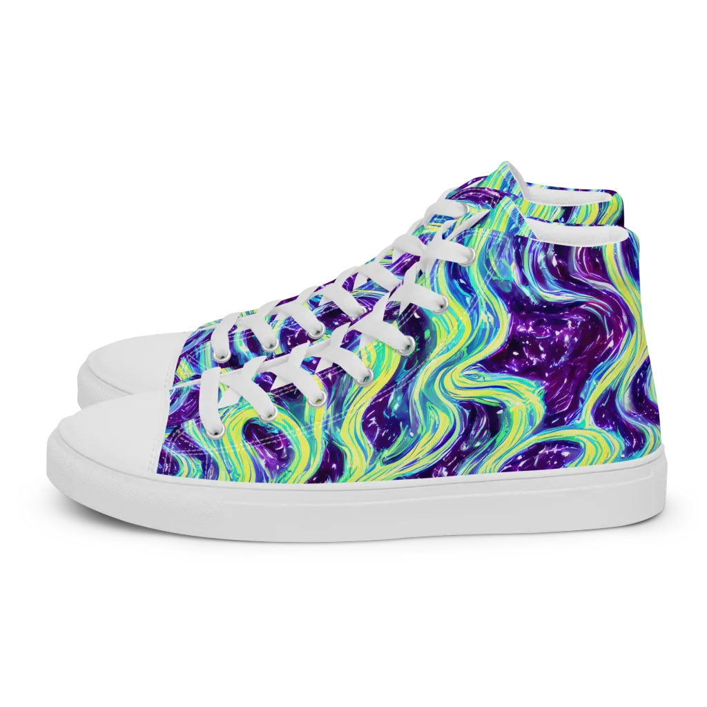 Tidal Luminescence on Men's High Top Canvas Shoes — Left