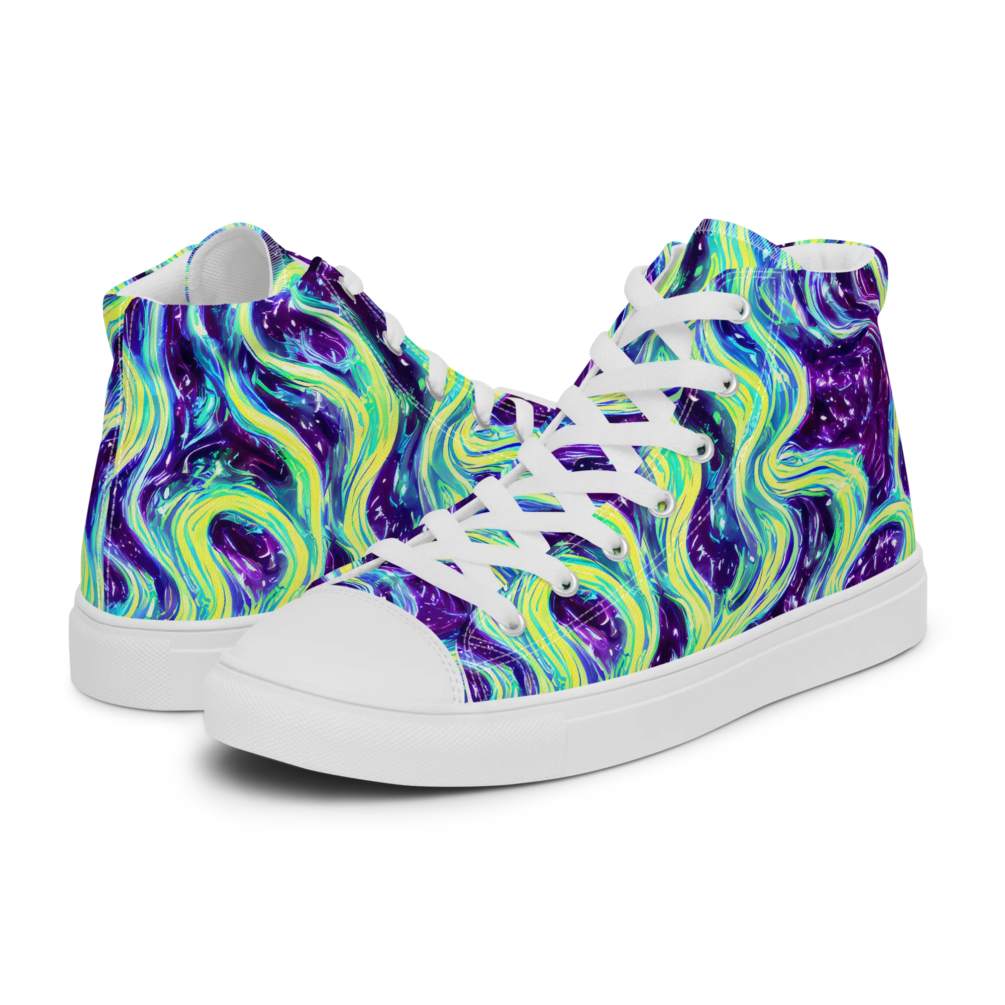 Tidal Luminescence on Men's High Top Canvas Shoes — Left
