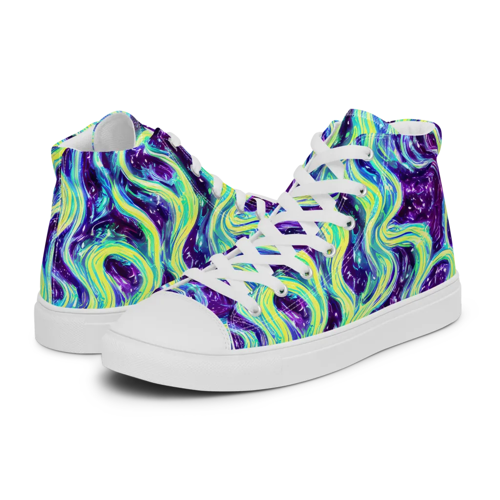 Tidal Luminescence on Men's High Top Canvas Shoes — Left