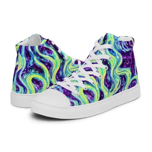 Tidal Luminescence on a Men's High Top Canvas Shoes