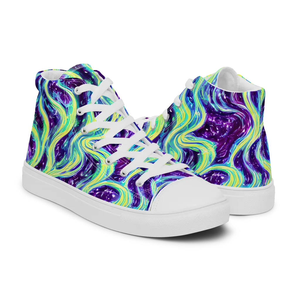 Tidal Luminescence on Men's High Top Canvas Shoes — Right