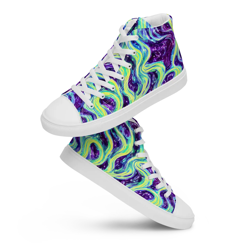 Tidal Luminescence on Men's High Top Canvas Shoes — Front