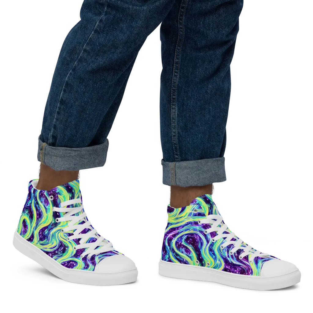 Tidal Luminescence on Men's High Top Canvas Shoes — Right
