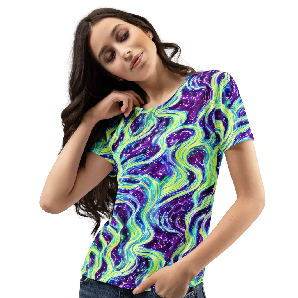 Tidal Luminescence on Women's Crew Neck T-Shirt — Left Front
