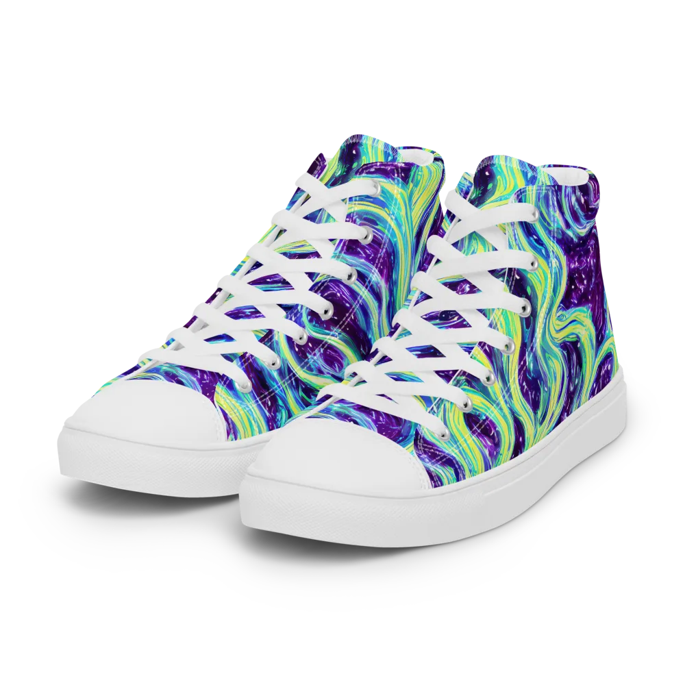 Tidal Luminescence on Women's High Top Canvas Shoes — Left Front