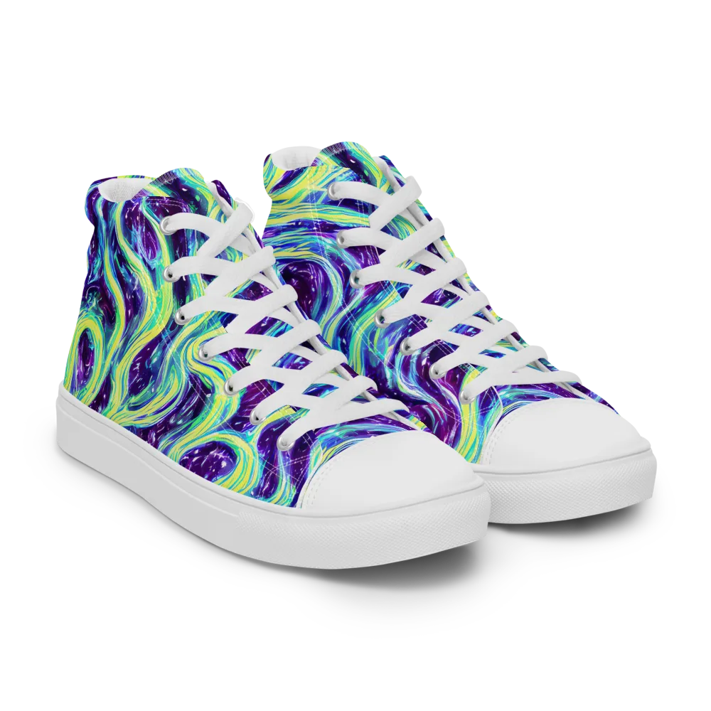 Tidal Luminescence on Women's High Top Canvas Shoes — Right Front