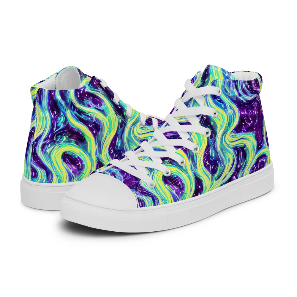 Tidal Luminescence on Women's High Top Canvas Shoes — Left