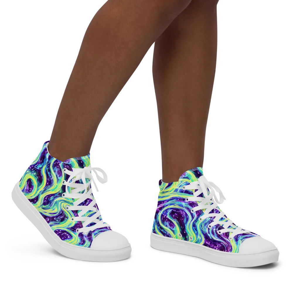 Tidal Luminescence on Women's High Top Canvas Shoes — Right