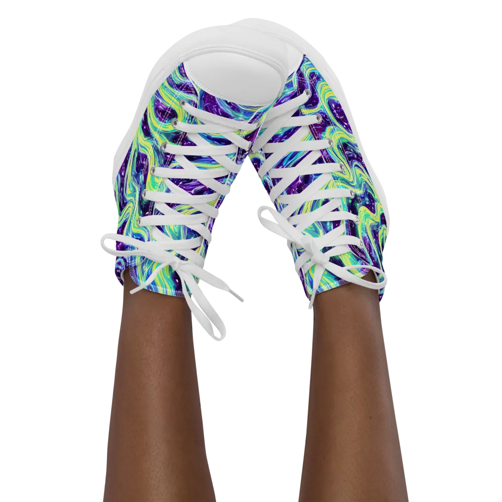 Tidal Luminescence on Women's High Top Canvas Shoes — Front