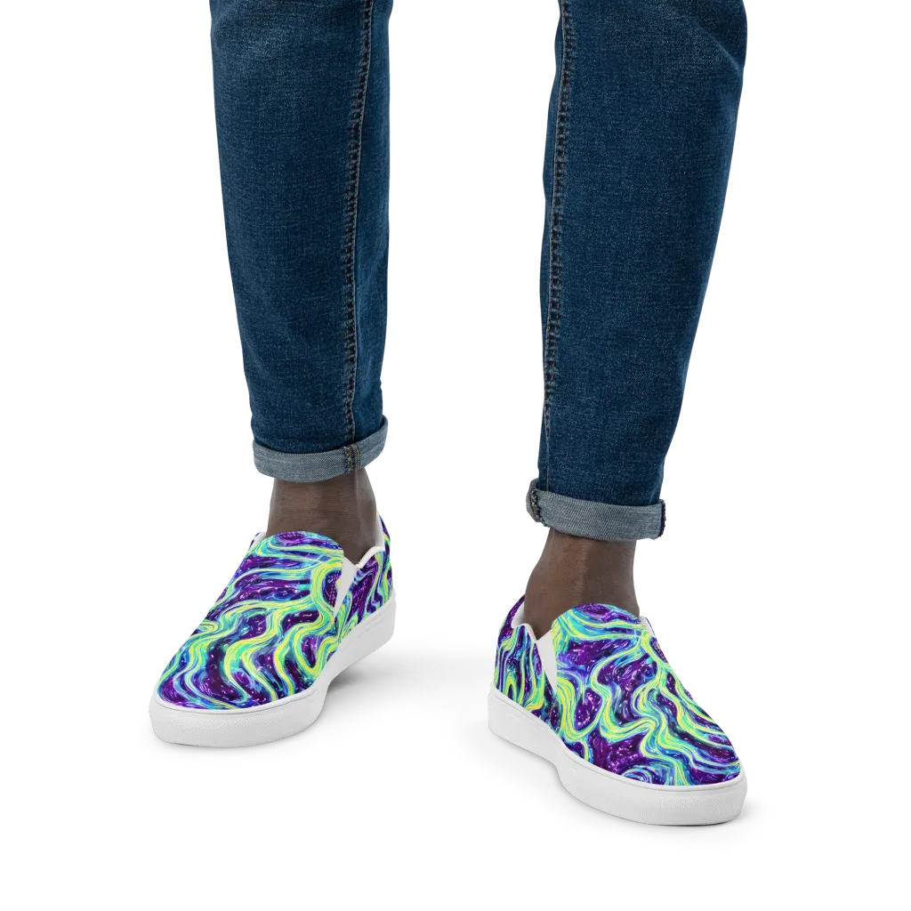 Tidal Luminescence on Men's Slip-On Canvas Shoes — Front