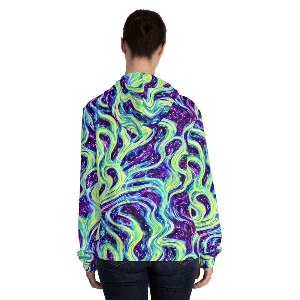 Tidal Luminescence on Women's Full-Zip Hoodie — Back On Person