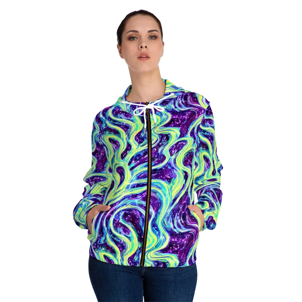 Tidal Luminescence on Women's Full-Zip Hoodie — Front On Person
