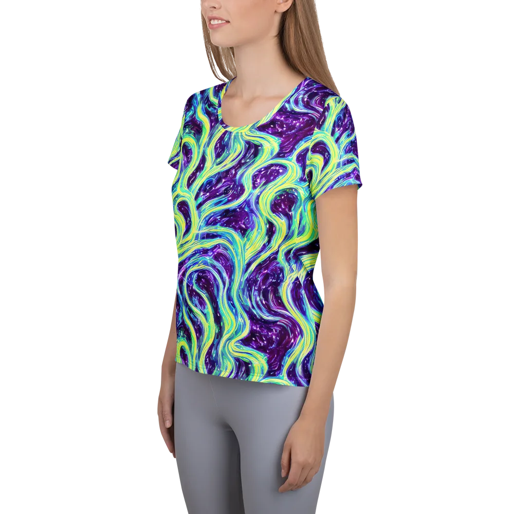 Tidal Luminescence on Women's Athletic T-Shirt — Left