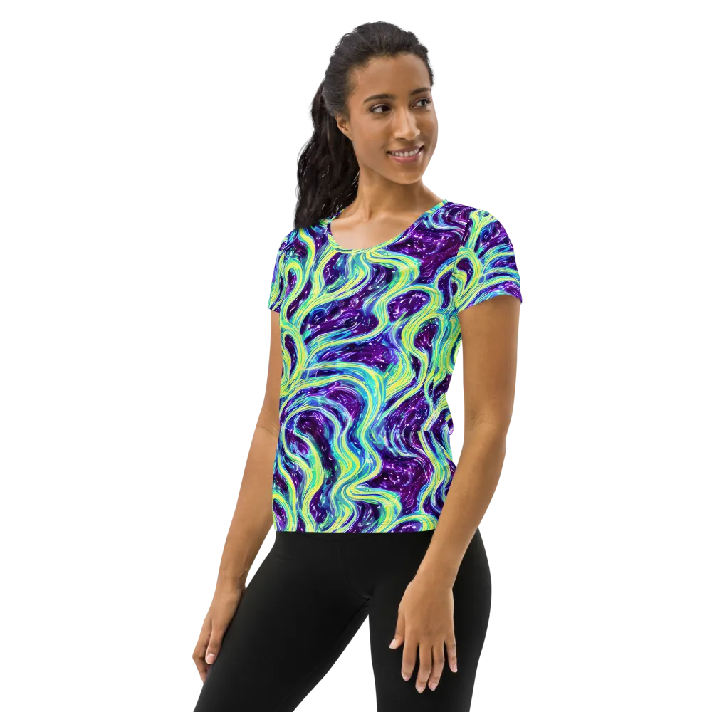 Tidal Luminescence on Women's Athletic T-Shirt — Left