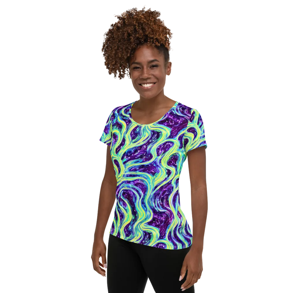 Tidal Luminescence on Women's Athletic T-Shirt — Left