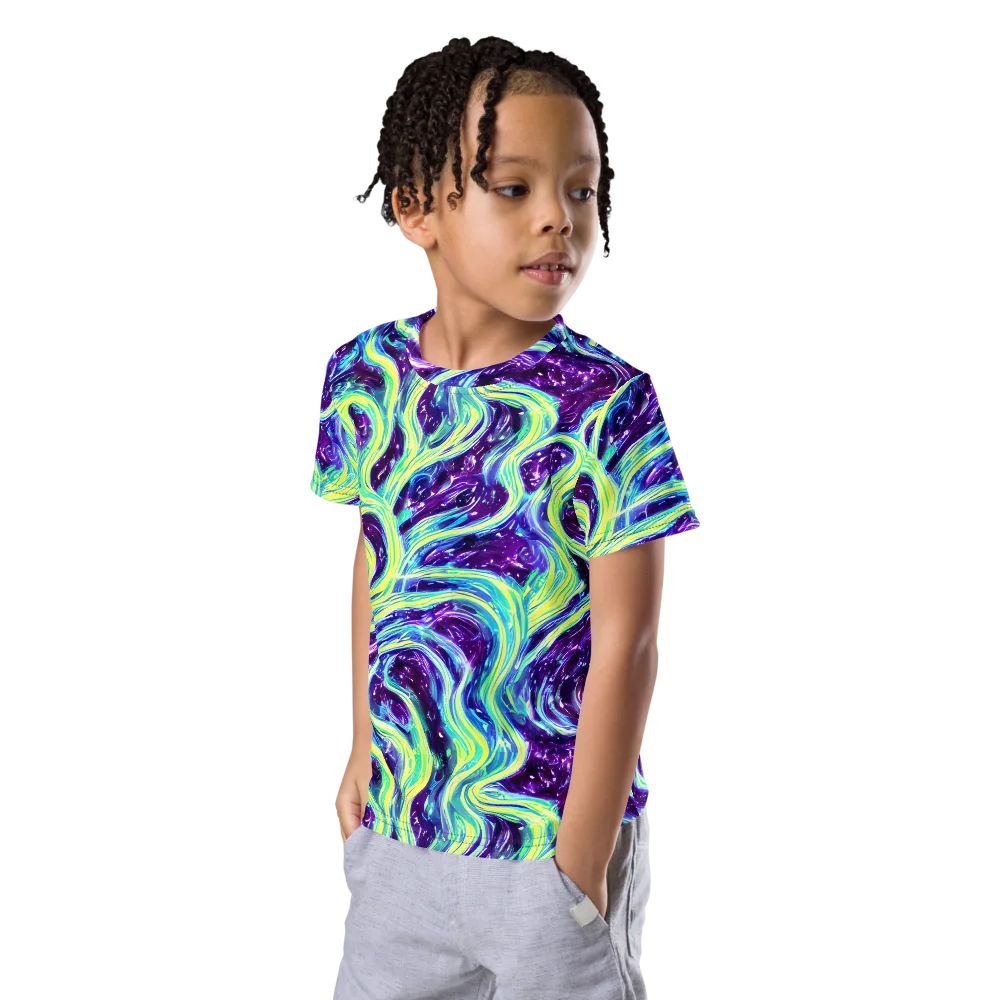 Tidal Luminescence on Kids Crew Neck T-Shirt — Left Front