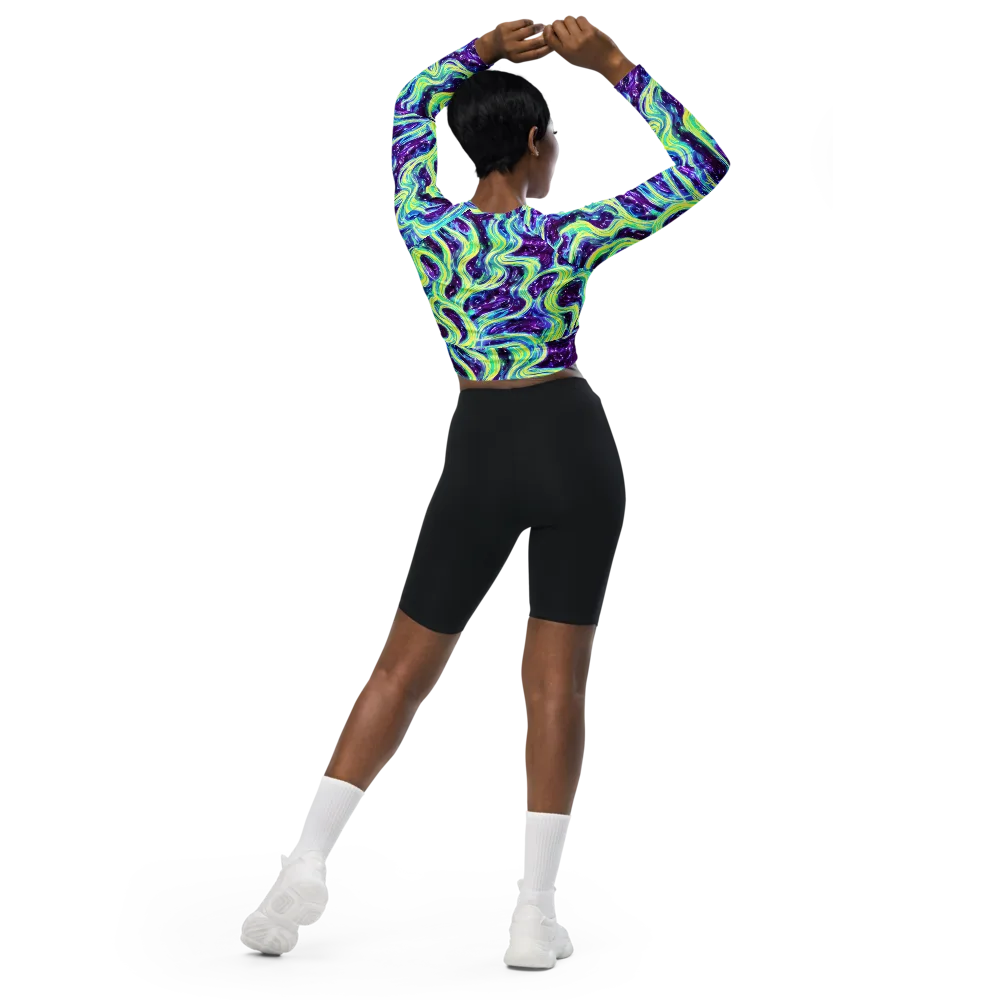 Tidal Luminescence on Long Sleeve Crop Top — Back